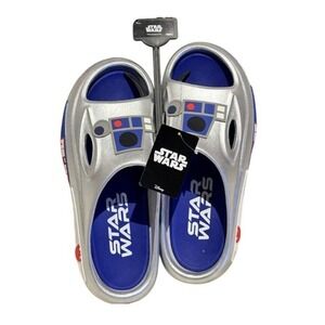 Star Wars Novelty Sport Disney R2 D2 Slides Silver Sandal Mens Size 7 NEW